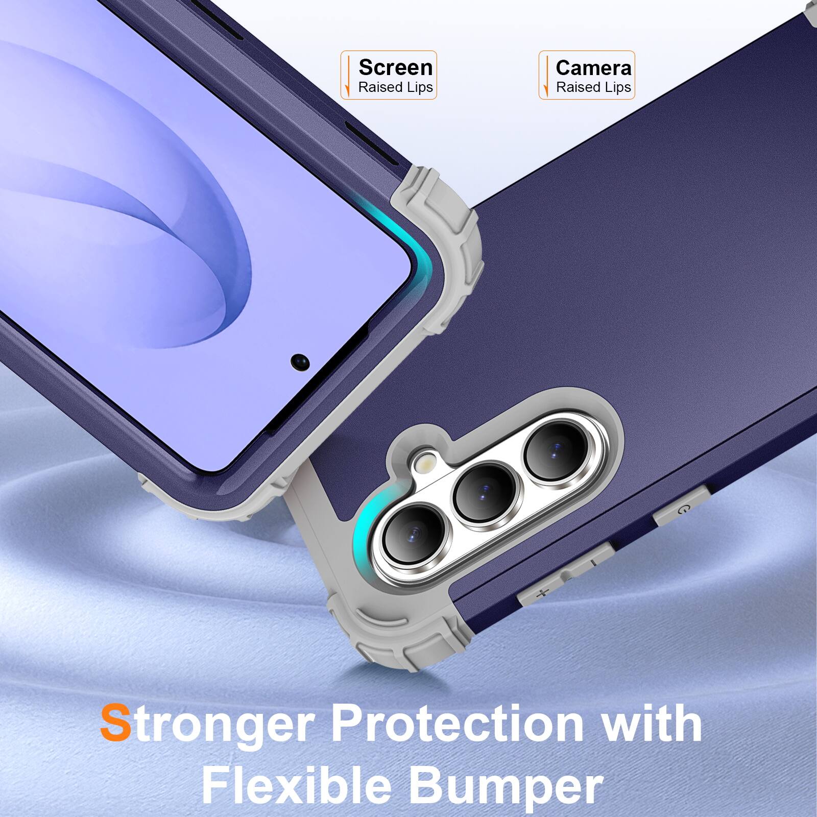 Screen Raised Lips  
Camera Raised Lips  
Stronger Protection with Flexible Bumper