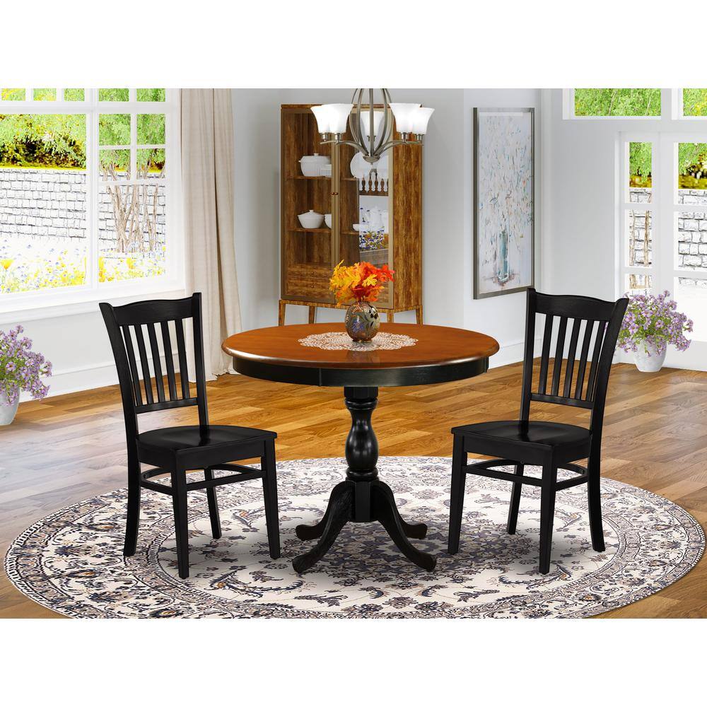Angle. East West Furniture - East West Furniture 3-Pc Kitchen Table Set Contains a Mid Century Dining Table and 2 Dining Room Chairs with Slatted - Multi-Color.