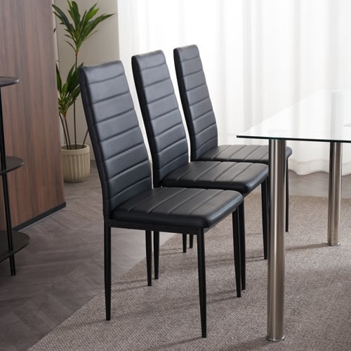 Winado - Set of 4 Dining Room Chairs Kitchen Chairs PU Leather Breakfast Furniture - Black price history on PriceWatchPro