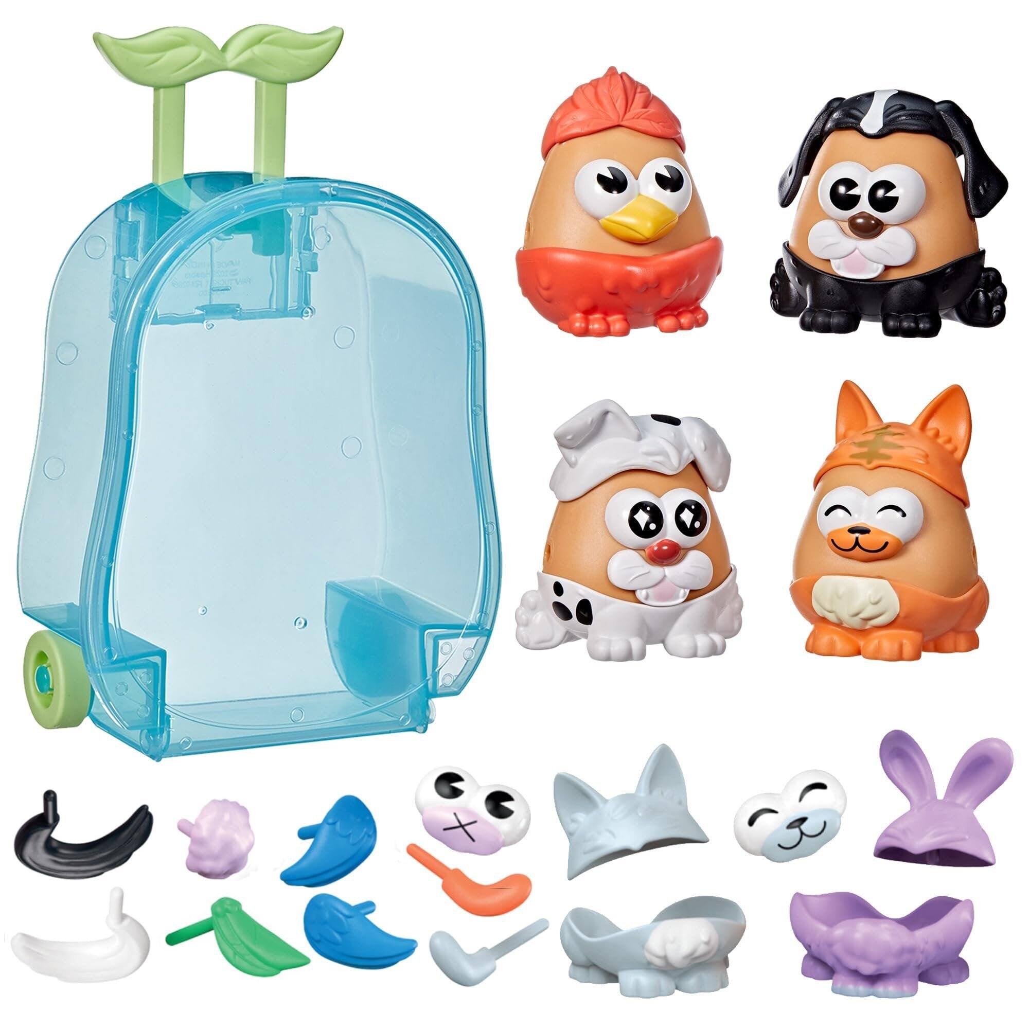Front. Hasbro - Mr. Potato Head Pet-Tato Tots Set, 31 Pieces with Rolling Carry Case, Mix & Match Pet Parts, Ages 3+ - Multicolor.