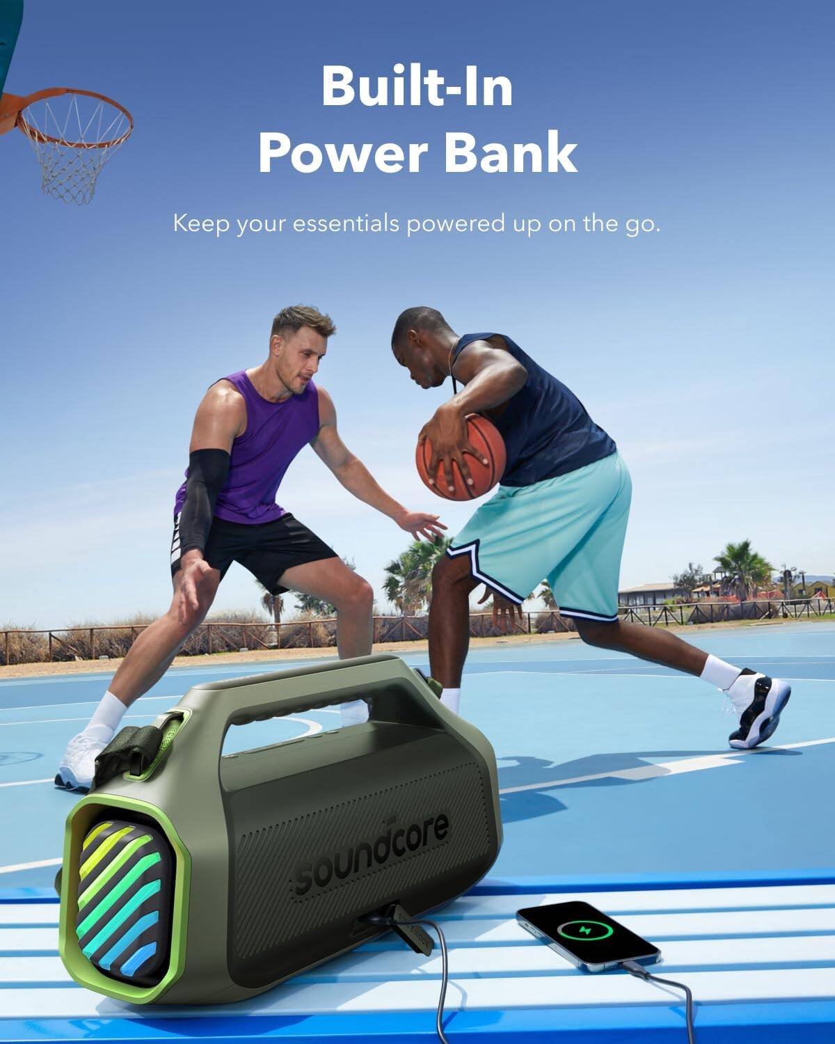 Built-In Power Bank  
Keep your essentials powered up on the go.