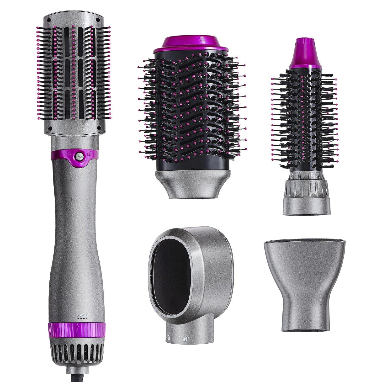 Glintex - Hair Air Styler and Dryer Brush, 5-in-1 Ionic Blow Dryer Set with 3 Heat Settings, 3 Brushes and 2 Nozzles