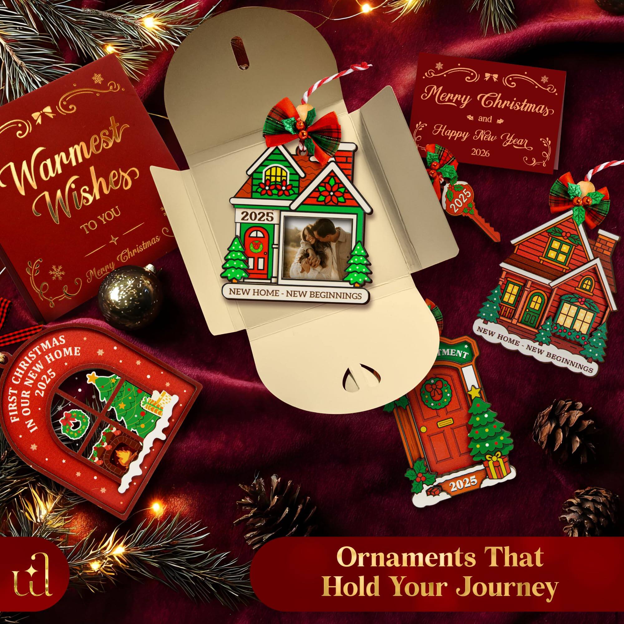 Warmest Wishes to You  
Merry Christmas  

Merry Christmas and Happy New Year 2026  

2025  
NEW HOME - NEW BEGINNINGS  

FIRST CHRISTMAS IN OUR NEW HOME 2025  

Ornaments That Hold Your Journey