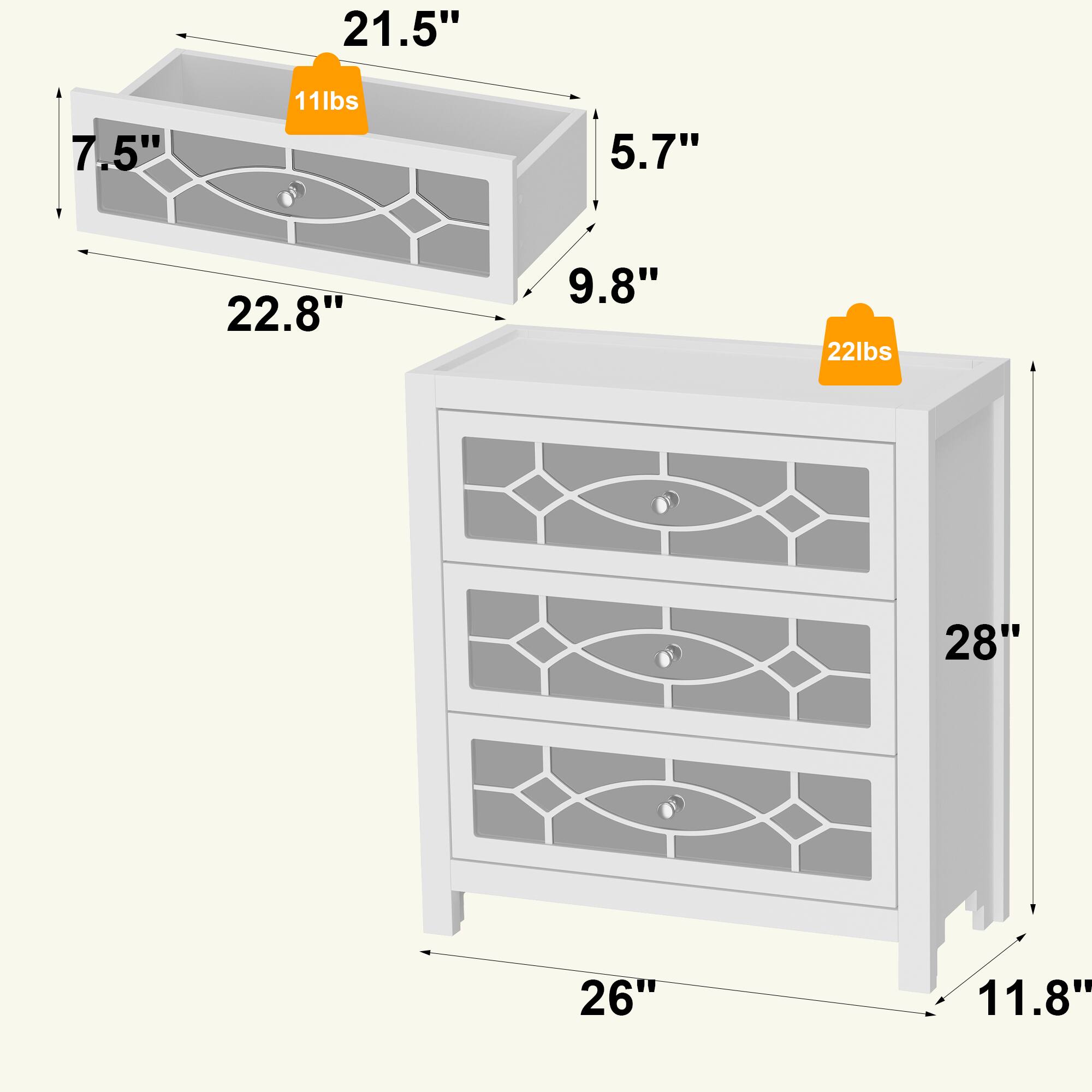 21.5", 7.5", 11lbs, 5.7", 22.8", 9.8", 22lbs, 28", 26", 11.8"