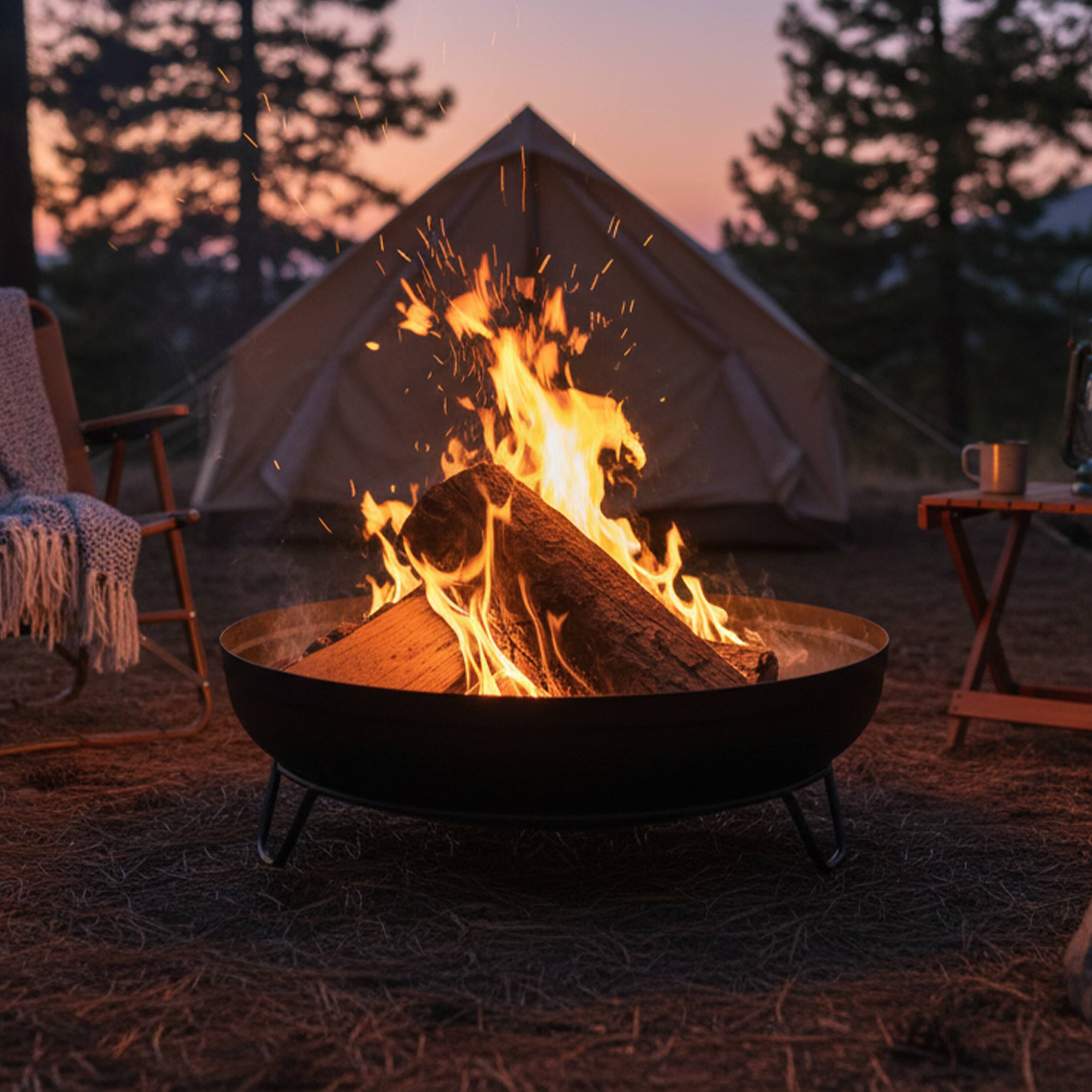 Alt View 2. Sunnydaze - 23 in Steel Wood-Burning Fire Pit Bowl with Stand - Black.