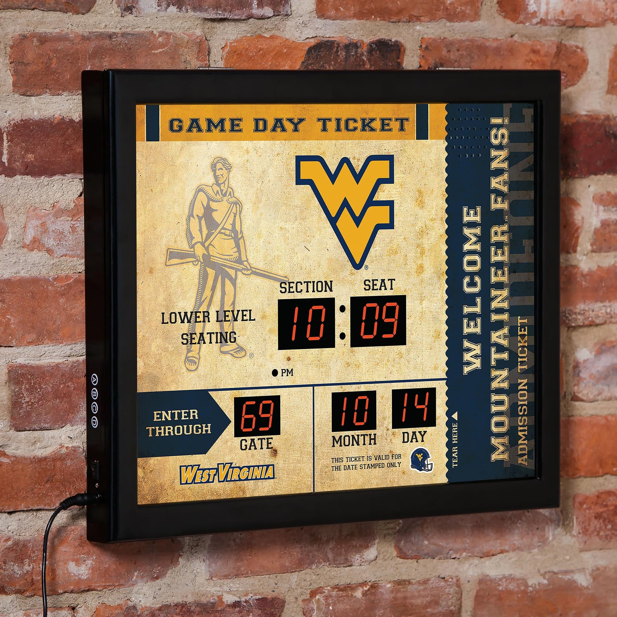Evergreen Enterprises - West Virginia Mountaineers 15" x 19" Bluetooth Scoreboard Wall Clock - Brown
