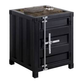 Manhattan Lane - Industrial Style End Table with Sliding Door Storage - Black