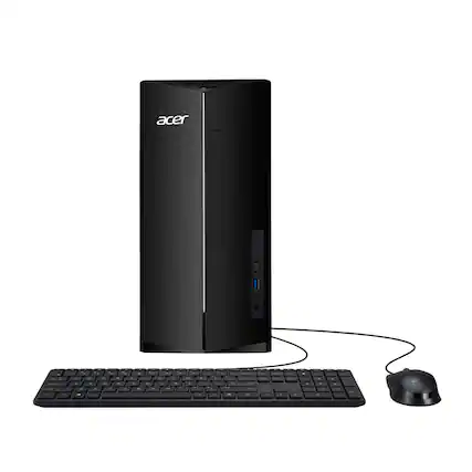 Front. Acer - Acer Aspire Desktop,Intel Core i5-14400,16GB RAM,1TB SSD,Intel 730 UHD Graphic,Win 11 Pro,Black - Black.