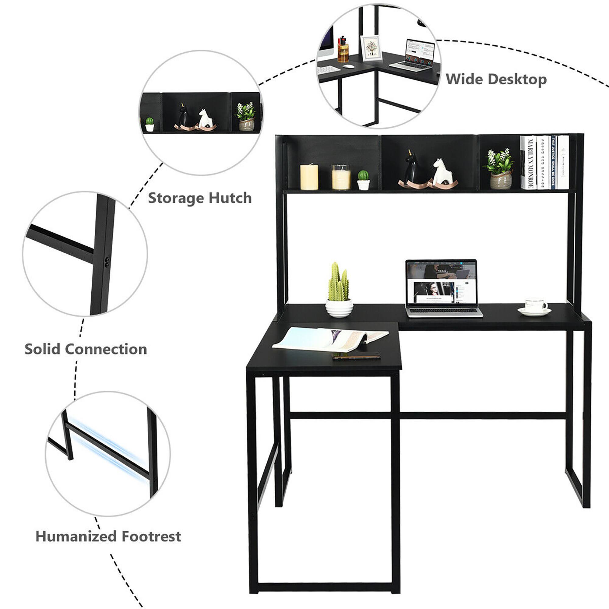 Wide Desktop, Storage Hutch, Solid Connection, Humanized Footrest