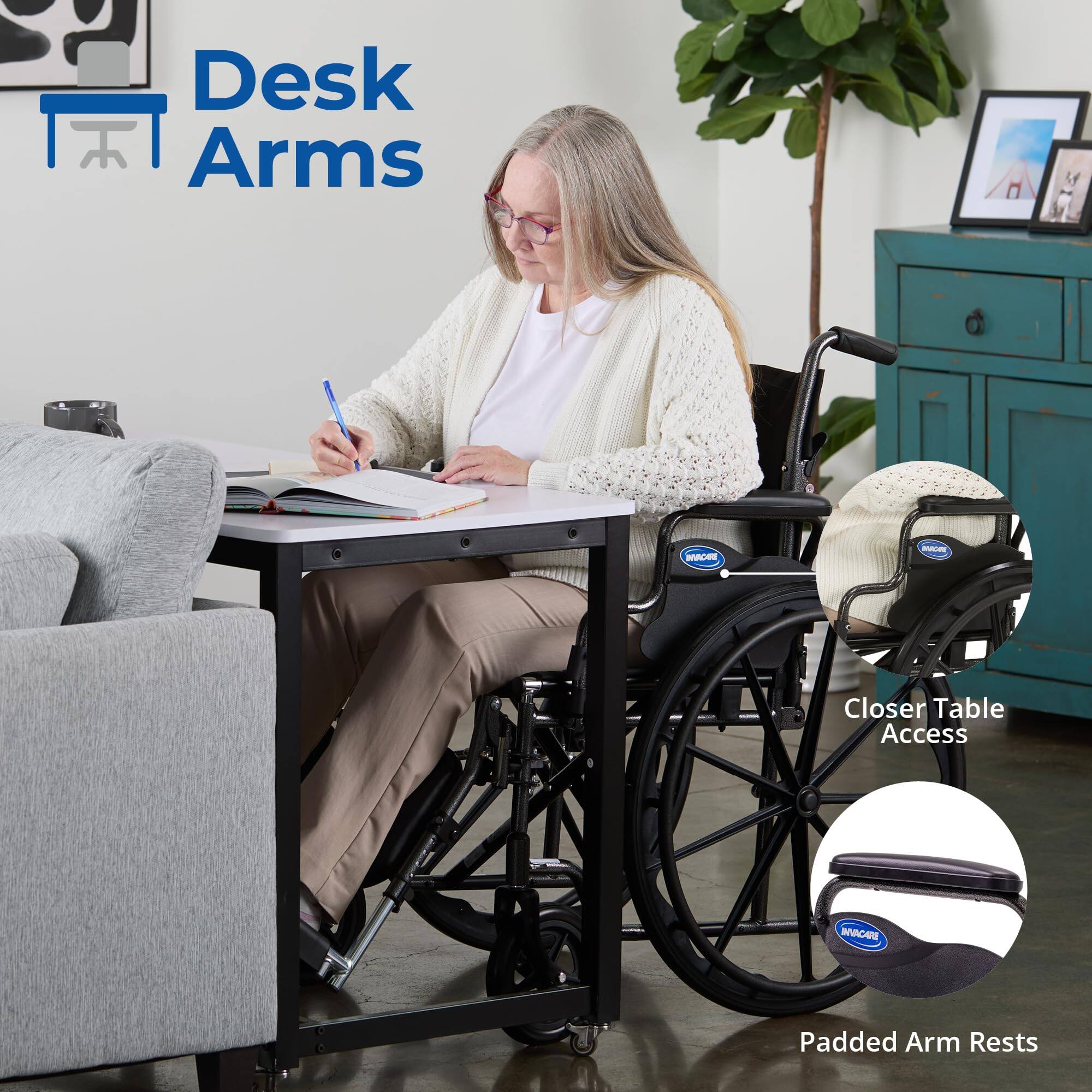 Desk Arms I - Closer Table Access INVACARE Padded Arm Rests