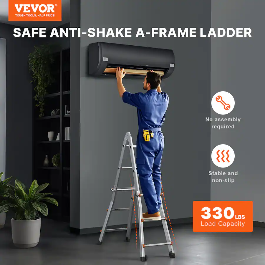 Latter Frame VEVOR Telescoping Ladder A Frame, 9.5 FT Compact Aluminum Extension ...