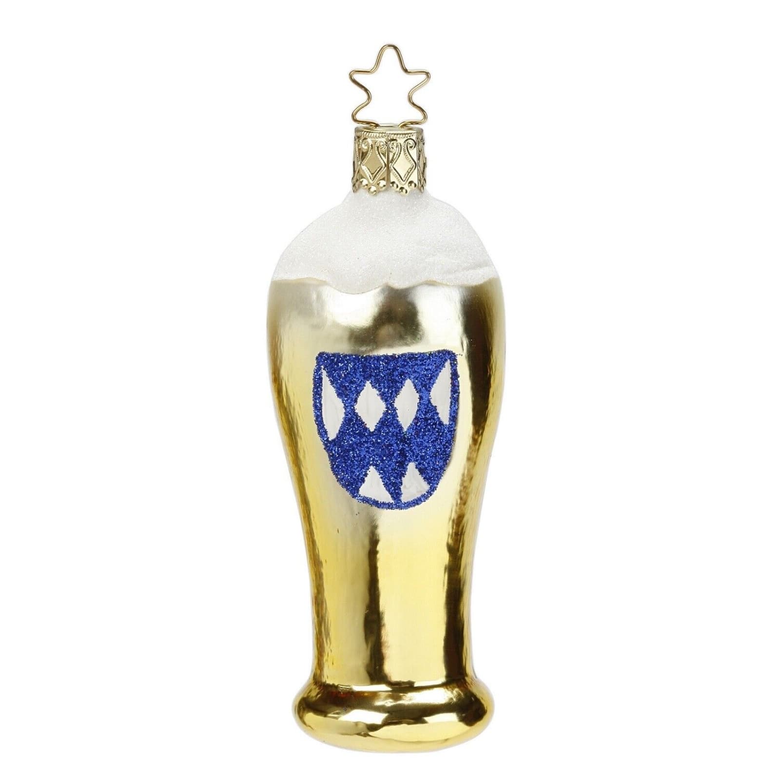Inge Glas - Bavarian Wheat Beer Glass Blown Glass German Christmas Ornament 103113 - Gold
