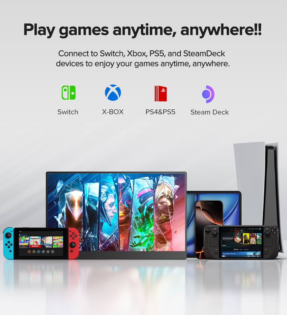 Play games anytime, anywhere!!

Connect to Switch, Xbox, PS4&PS5, and SteamDeck devices to enjoy your games anytime, anywhere.

Switch X-BOX PS4&PS5 Steam Deck