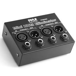 Pyle - Compact Mini Hum Eliminator Box, 2-Channel Noise Filter, Ground Loop Isolator, AC Buzz Killer - PHE400