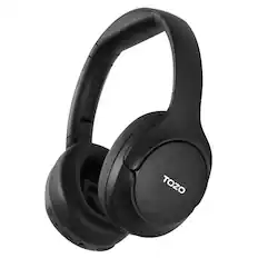 Front. TOZO - TOZO HT2 Wired & Wireless Hybrid Active Noise Cancelling Over-the-Ear Headphones, Foldable, Adjustable Headband, Switch - Black.