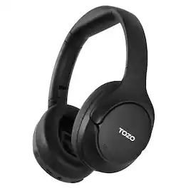 TOZO - HT2 Wired & Wireless Hybrid Active Noise Cancelling Over-the-Ear Headphones, Foldable, Adjustable Headband, Switch - Black
