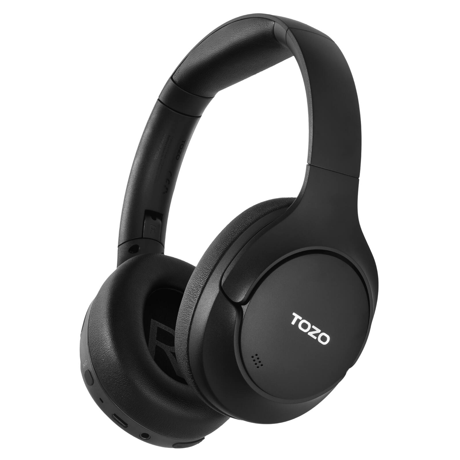 Front. TOZO - TOZO HT2 Wired & Wireless Hybrid Active Noise Cancelling Over-the-Ear Headphones, Foldable, Adjustable Headband, Switch - Black.