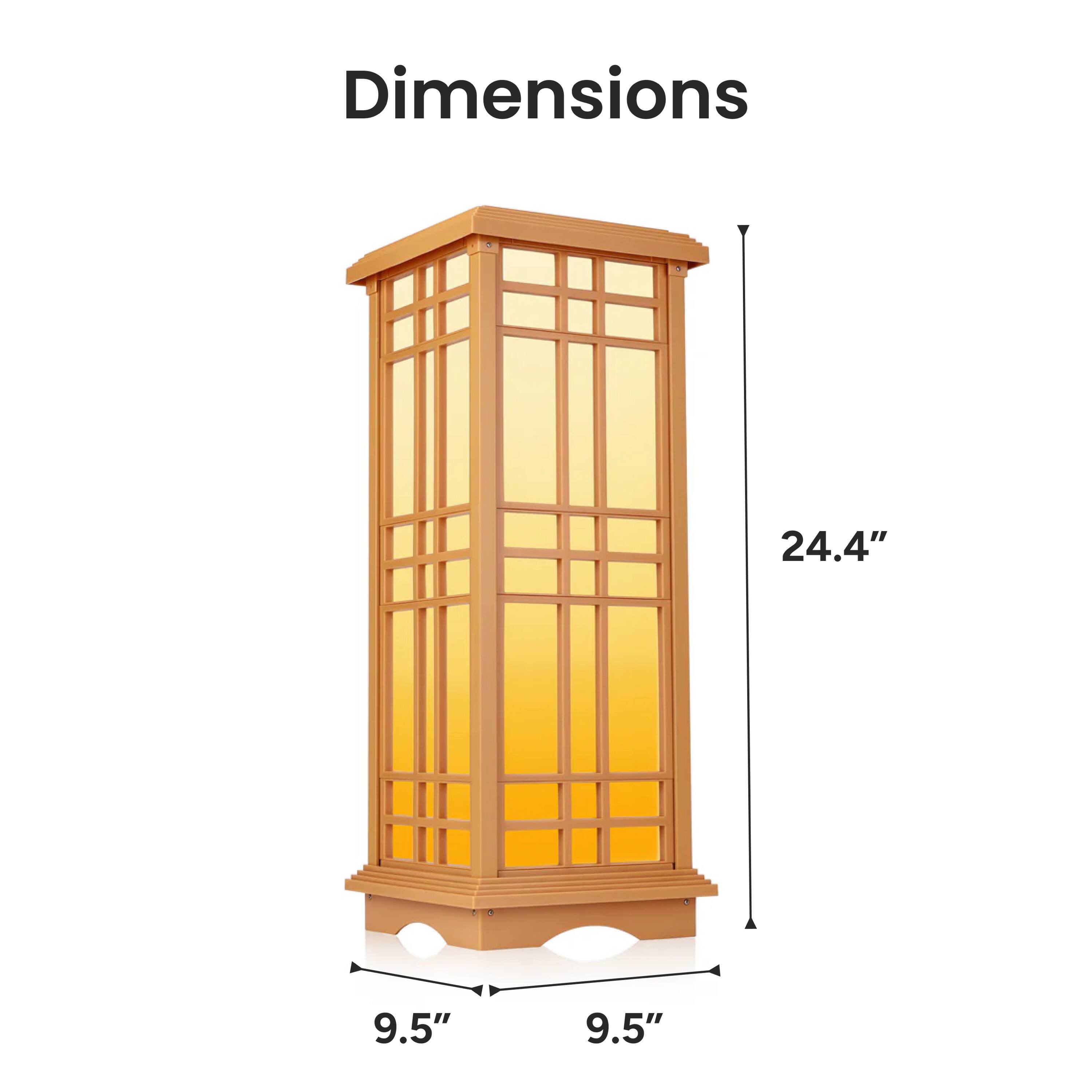Dimensions: 24.4", 9.5", 9.5"