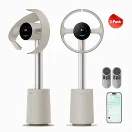 Dreame - Bladeless Circulation Fan, 270° Spatial Airflow, 59ft/s Velocity, 10 Speeds 3 Modes, MF10 2-Pack Bundle