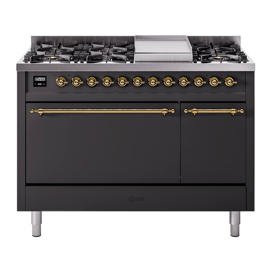 2 Range Dimensions ILVE Nostalgie II Series 48 in. Dual Fuel Range with 8 Sealed Burners ...