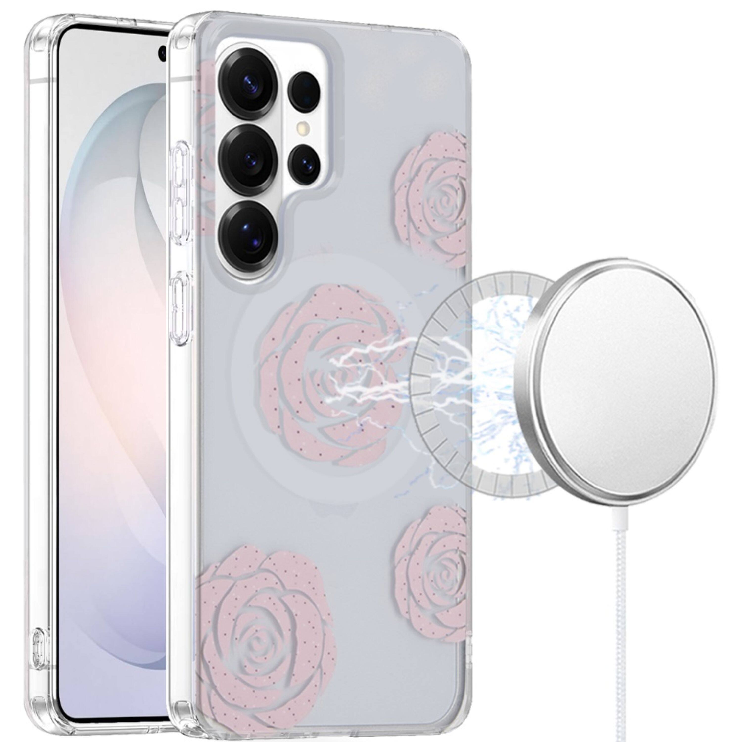 Front. Kitcheniva - Dual Layer Magnetic Circle Case With Tempered Glass For Samsung Galaxy S26 Ultra Vintage Rose Gleam - Multicolor.