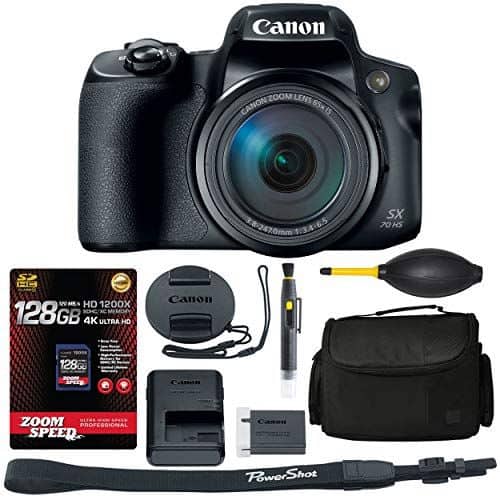 Bundle - Canon - PowerShot SX70 HS Digital Camera (3071C001) + 128GB 4K AOM Pro Kit
