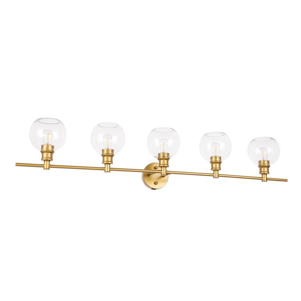 Alt View 7. Living District - Collier 5 light Brass and Clear glass Wall sconce - Brass And Clear Glass.