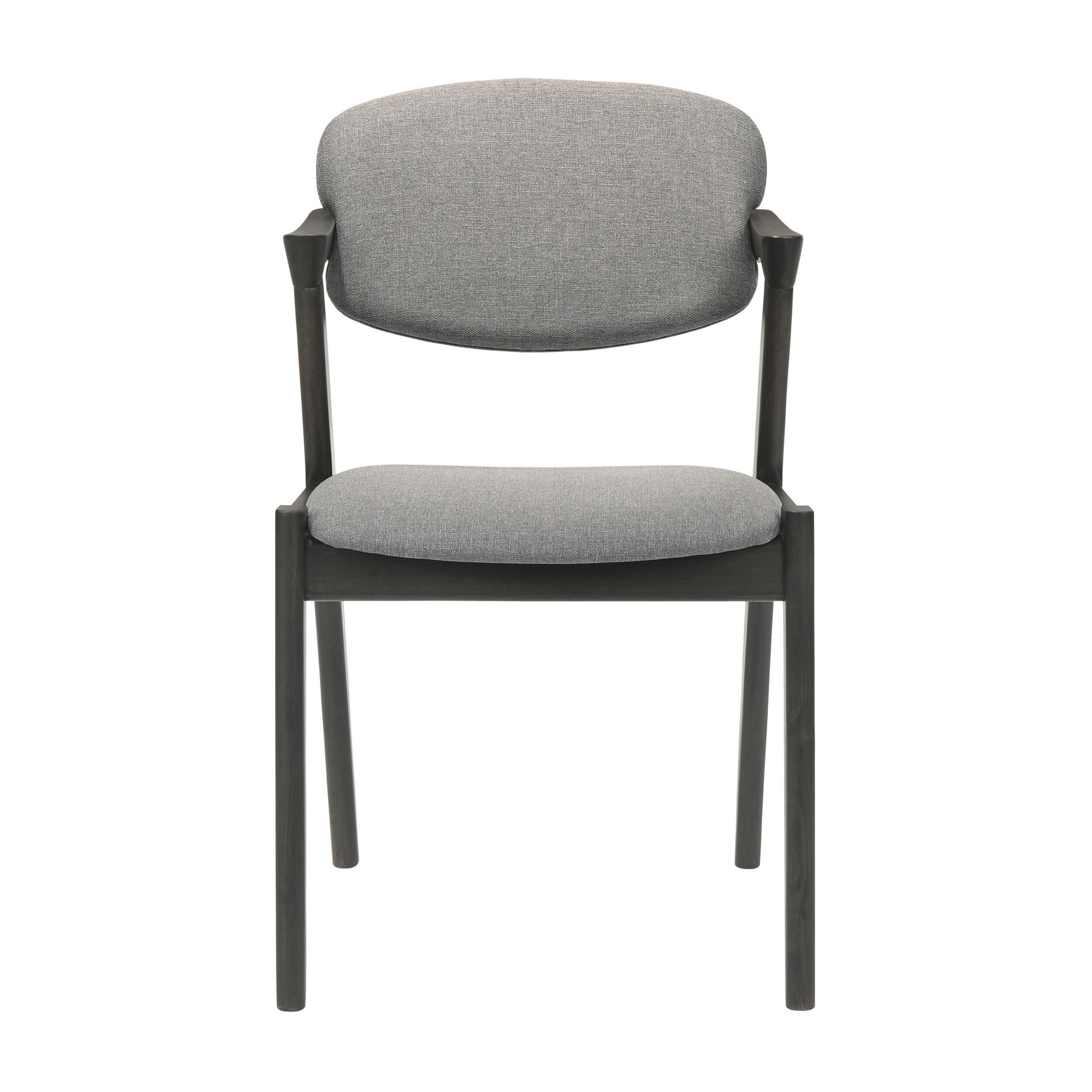 Alt View 1. Manhattan Lane - 21 Inch Side Chair, Set of 2, Gray Fabric Upholstery, Clean Angled Legs - Gray, Black.