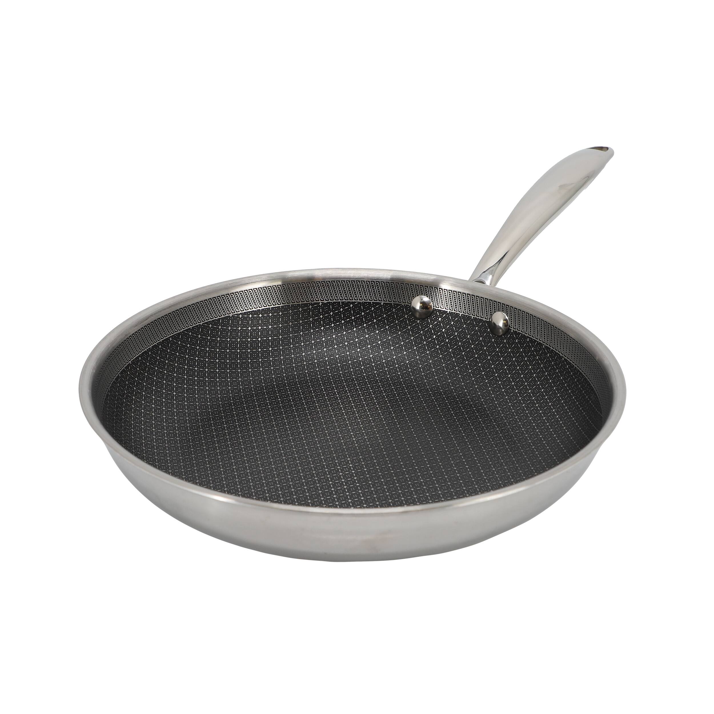 Front. Better Chef - Better Chef 10 Inch 3-Ply Stainless Steel Nonstick Fry Pan with Rolled Edge in Silver - Silver.