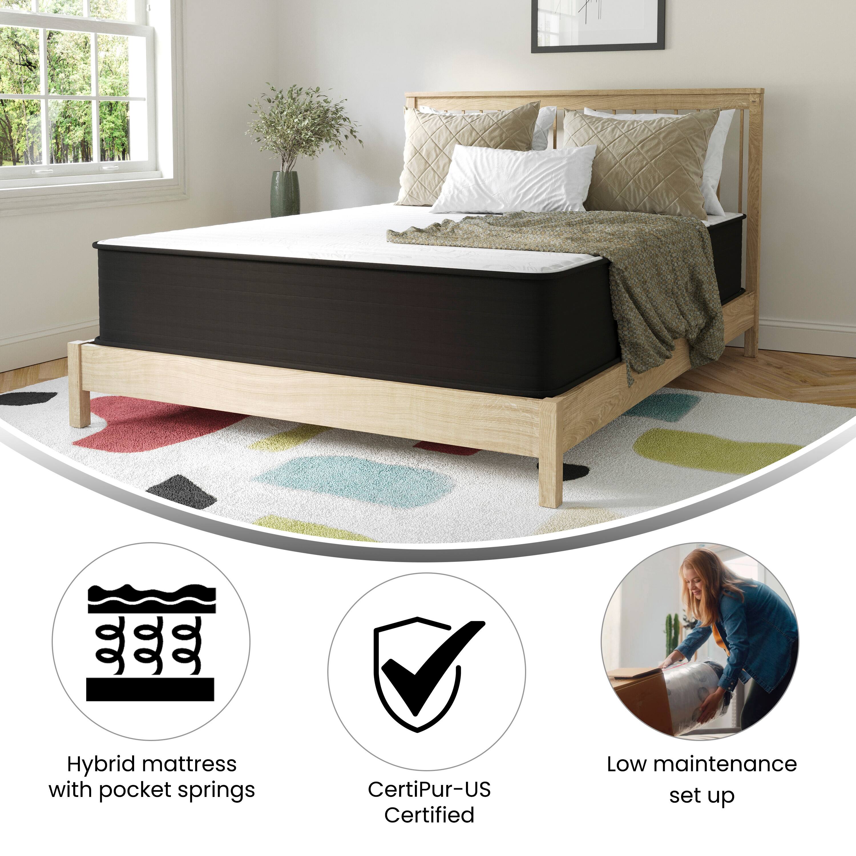 1. Hybrid mattress with pocket springs
2. CertiPUR-US Certified
3. Low maintenance set up