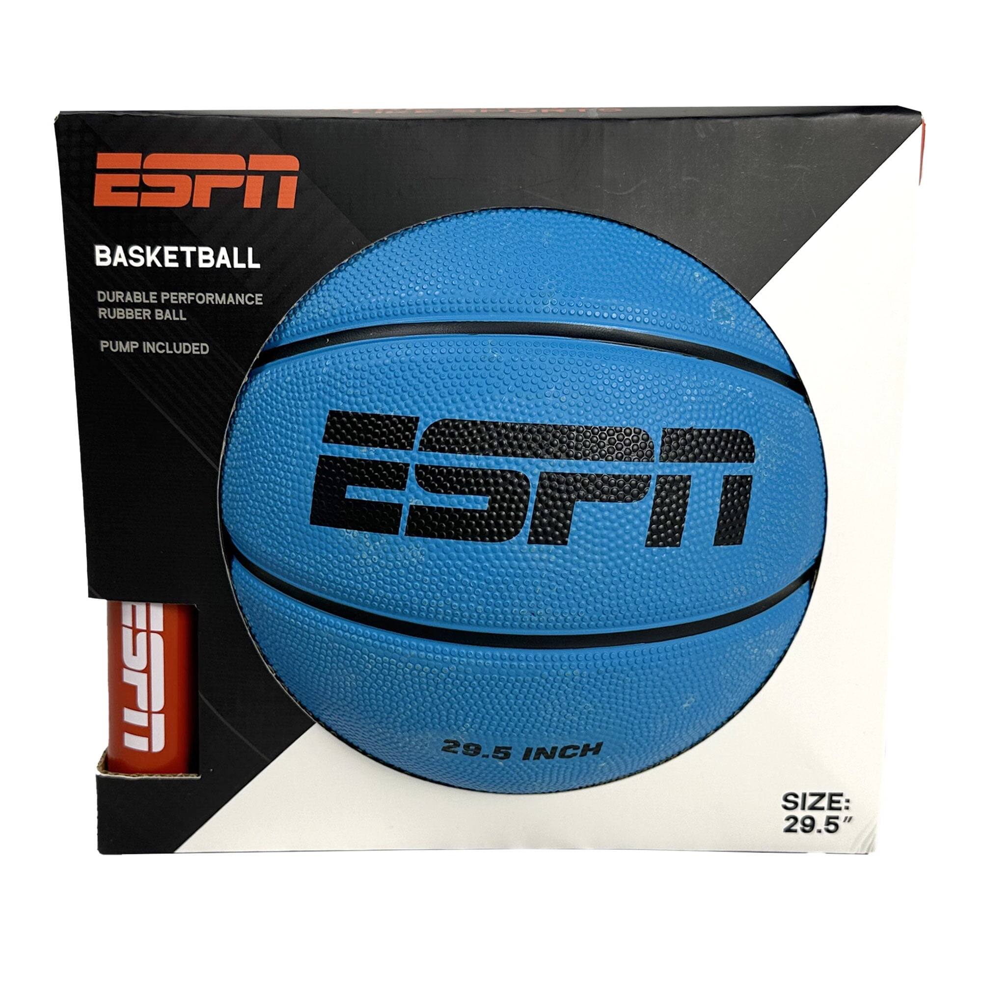ESPN BASKETBALL  
DURABLE PERFORMANCE RUBBER BALL  
PUMP INCLUDED  
SIZE: 29.5"