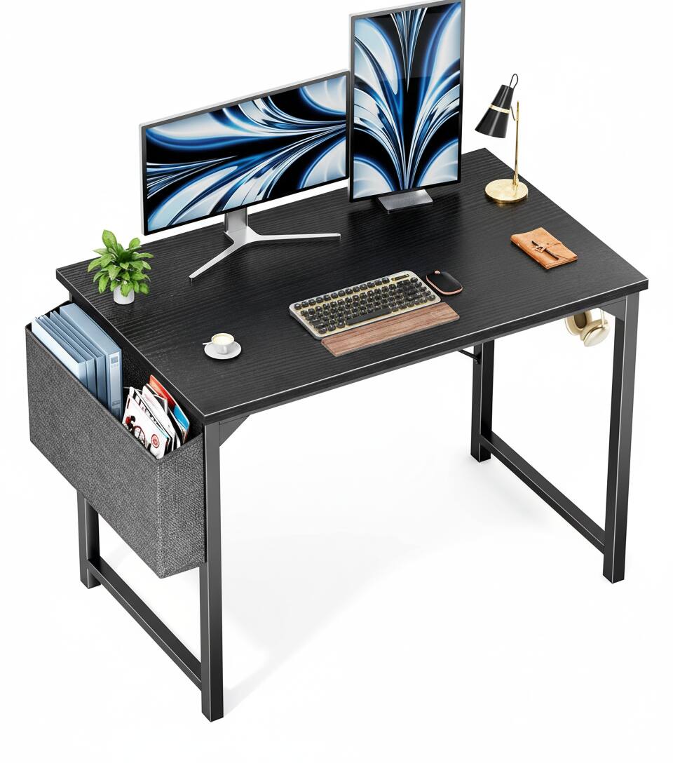 Front. AOITUN - Small Computer Office Desk 40 Inch for Dorm and Home Office, Compact and Versatile Workstation for Daily Use - Black.