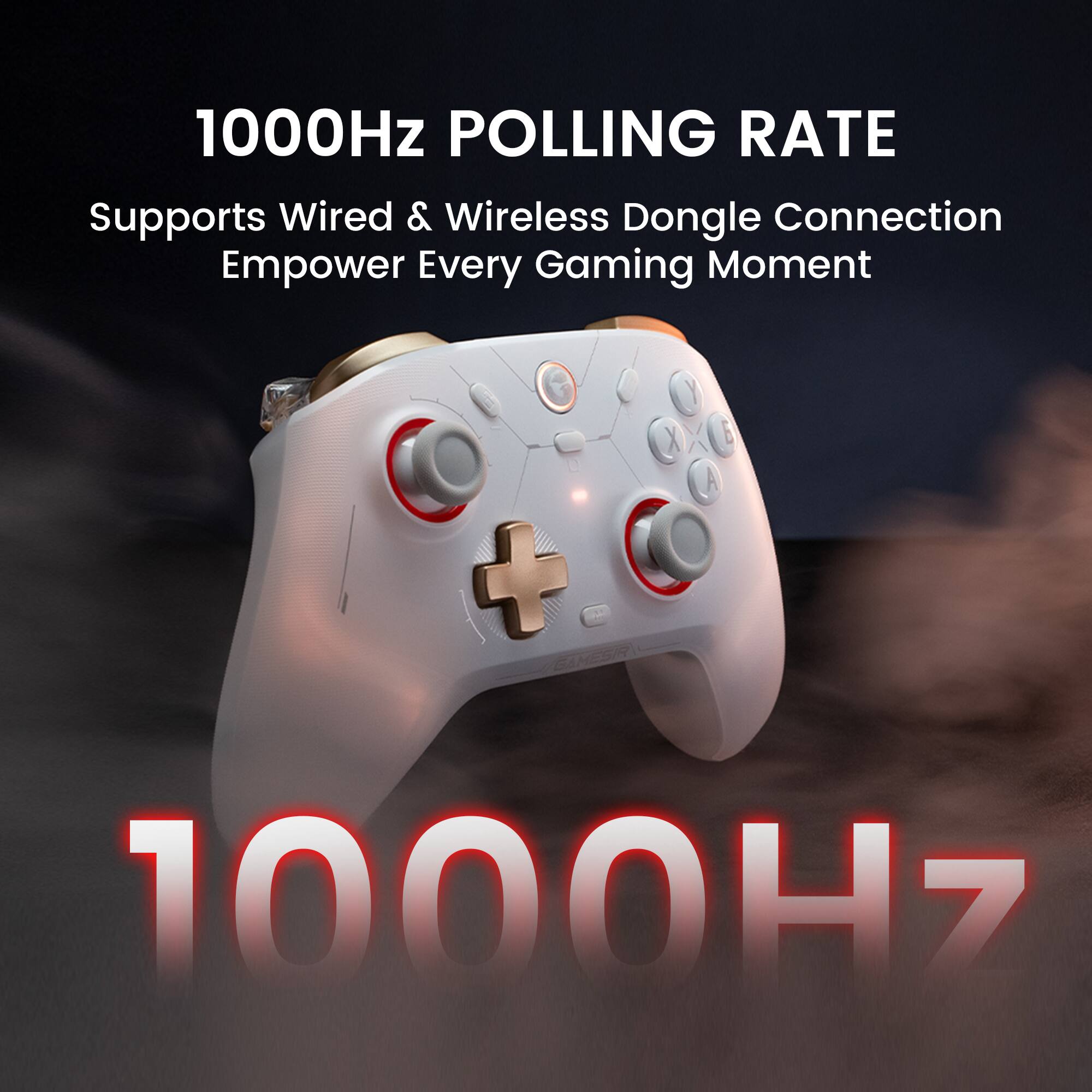 1000Hz Polling Rate Supports Wired & Wireless Dongle Connection Empower Every Gaming Moment