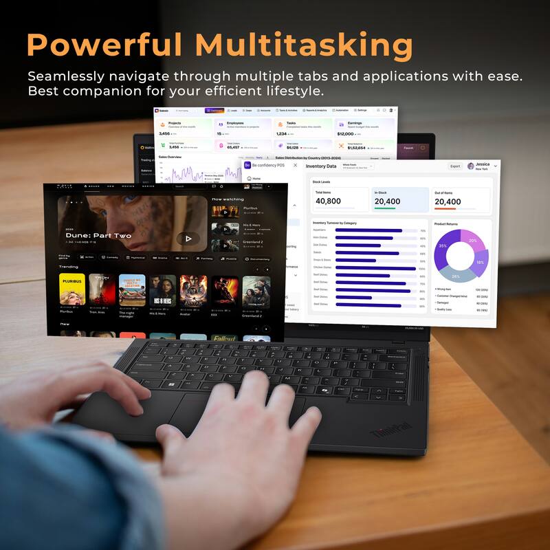Powerful Multitasking  
Seamlessly navigate through multiple tabs and applications with ease.  
Best companion for your efficient lifestyle.