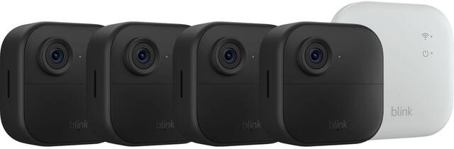 Blink - Outdoor 4 XR — Wireless security camera with extended range, up to 400 feet. Sync Module XR included — 4 Cameras - Black