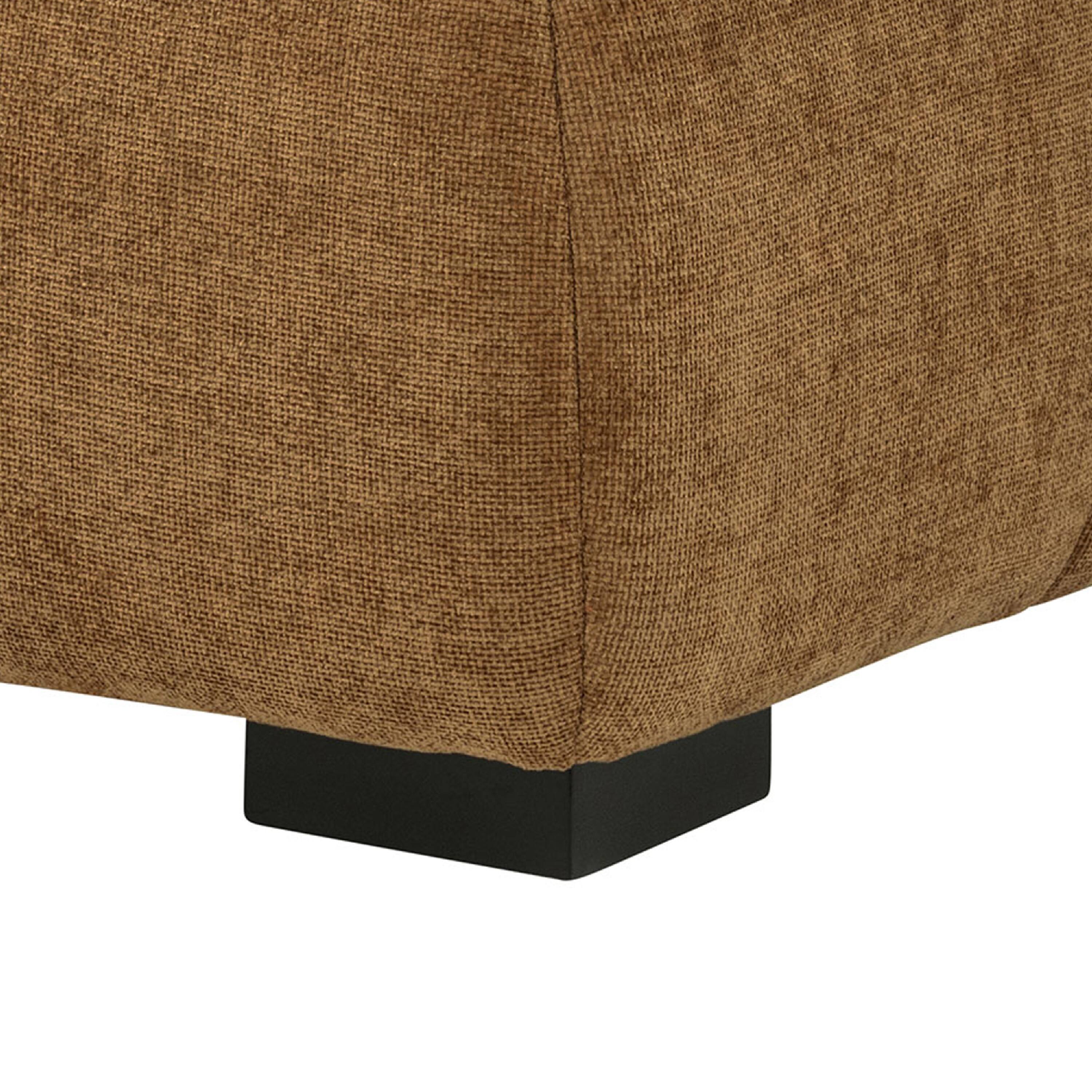Alt View 5. Manhattan Lane - Hecy Ottoman, Grid Tufted, Plush Amber Brown Upholstery, 39 Inch - Amber Brown, Black.