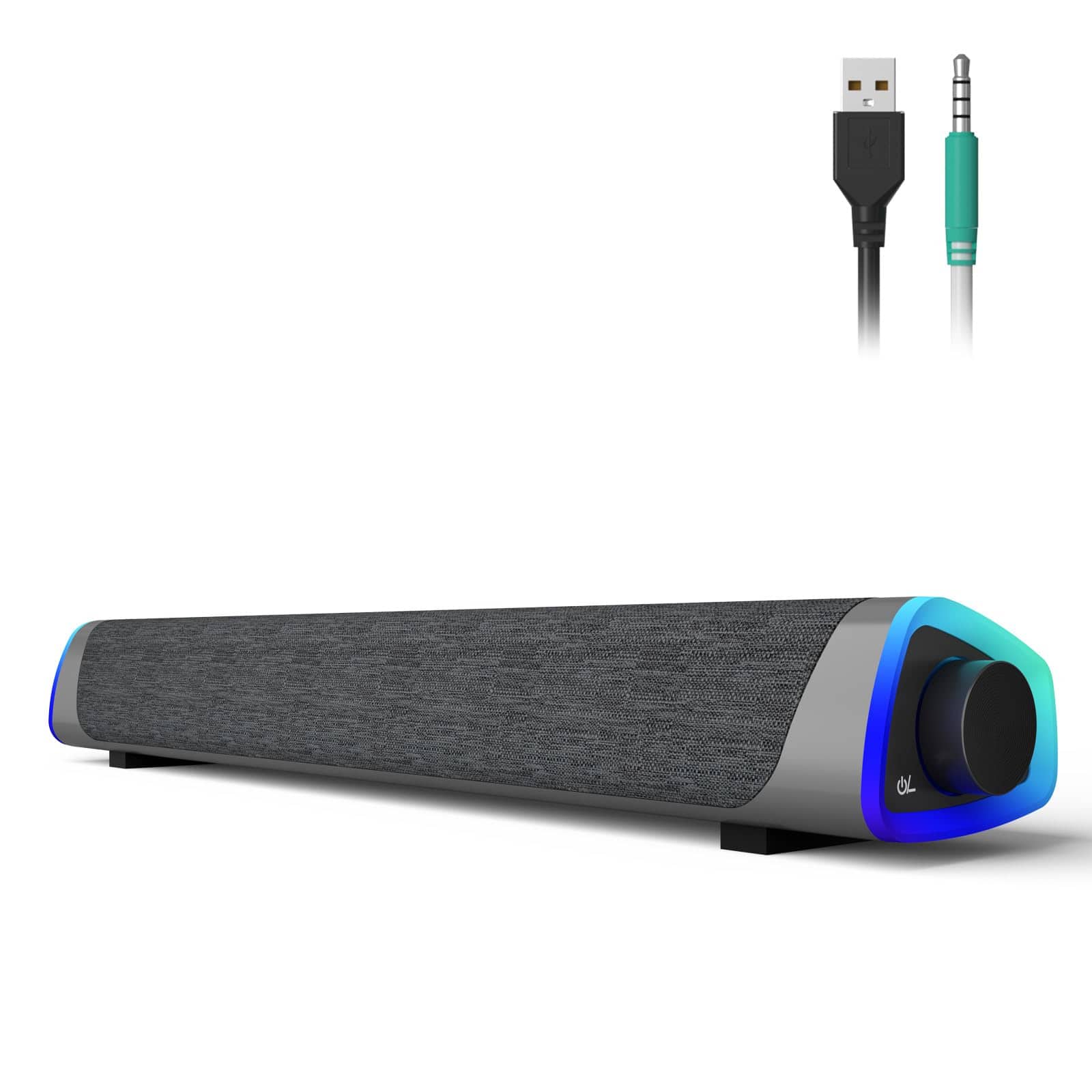 Cedar Assembly - R30 Plus Computer Speakers For Pc Desktop 6 Modes Led Lights With All-in-one Control Button Wired Usb Sou - Gray-USB & Bluetooth