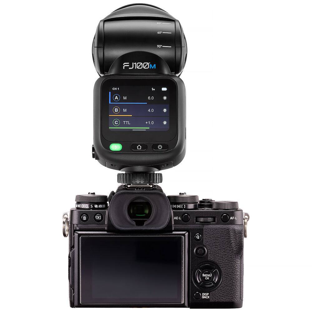 30  
60  
90  
FJ100M  
CH1  
Su  
A  
M  
6.0  
B  
M  
4.0  
C  
TTL  
+1.0  
BBTCHCH CL S 101  
[N[]  
AE-L  
AF-L  
MENU OK  
DISP BACK