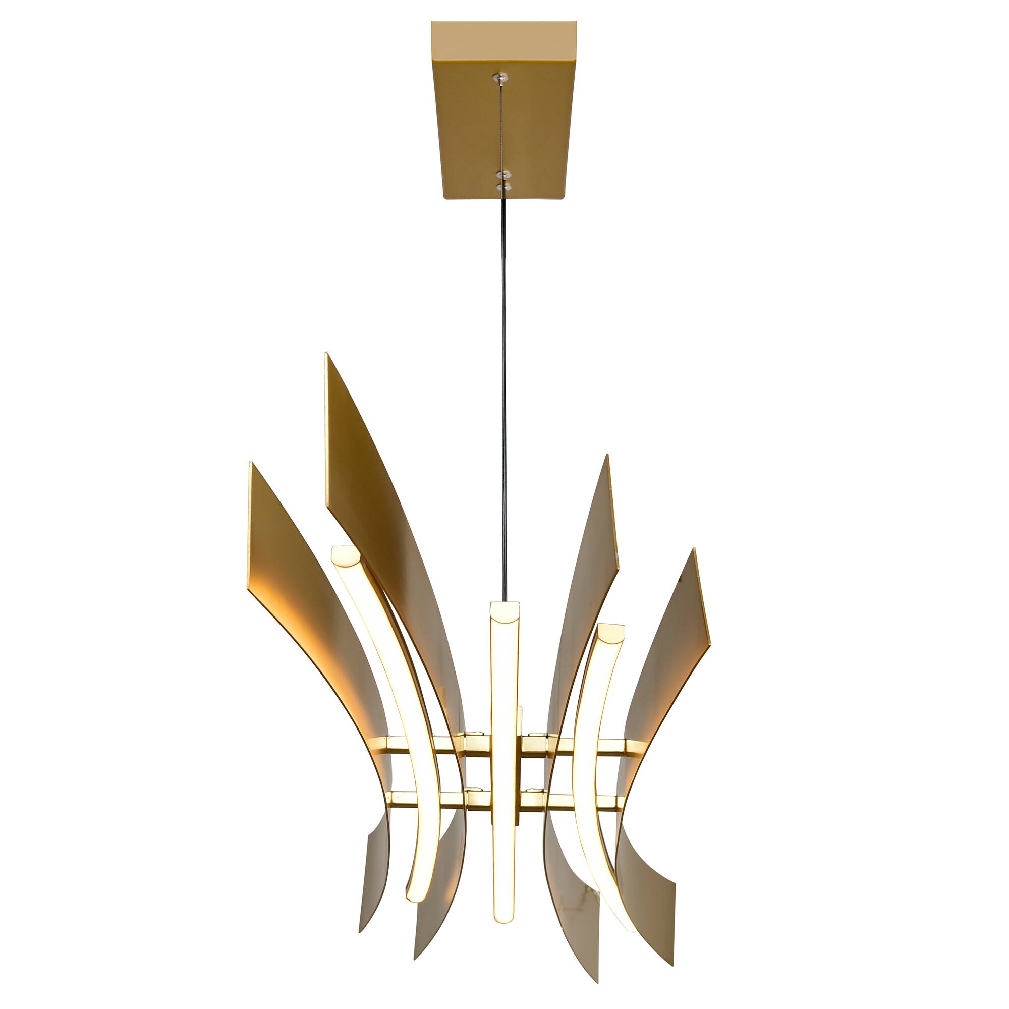 Back. CWI Lighting - Candora Integrated LED Brass Island/Pool Table Light - Brass.