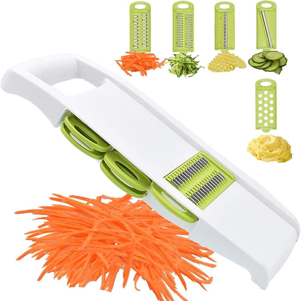 PARKER SLATER - 5-in-1 Mandoline Vegetable Slicer – Multi-Blade Veggie Cutter, Potato Slicer, Julienne & Shredder Tool - Green