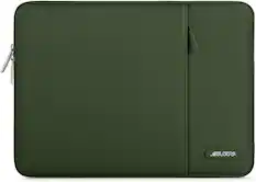 Front. mosiso - 15-16 Inch Laptop Sleeve with Pocket, Polyester Vertical Case for MacBook Pro 16 M5 M4 M3 M2 M1,HP Acer Dell Lenovo ASUS - Army Green.