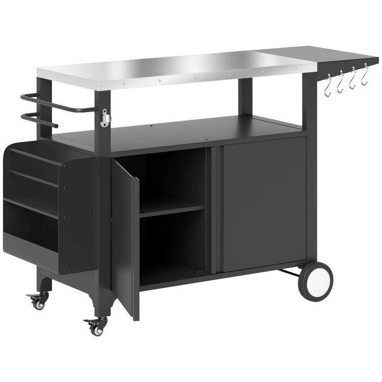 PULUZ Outdoor Grill Cart Table with Stainless Steel Top, Movable Pizza ...