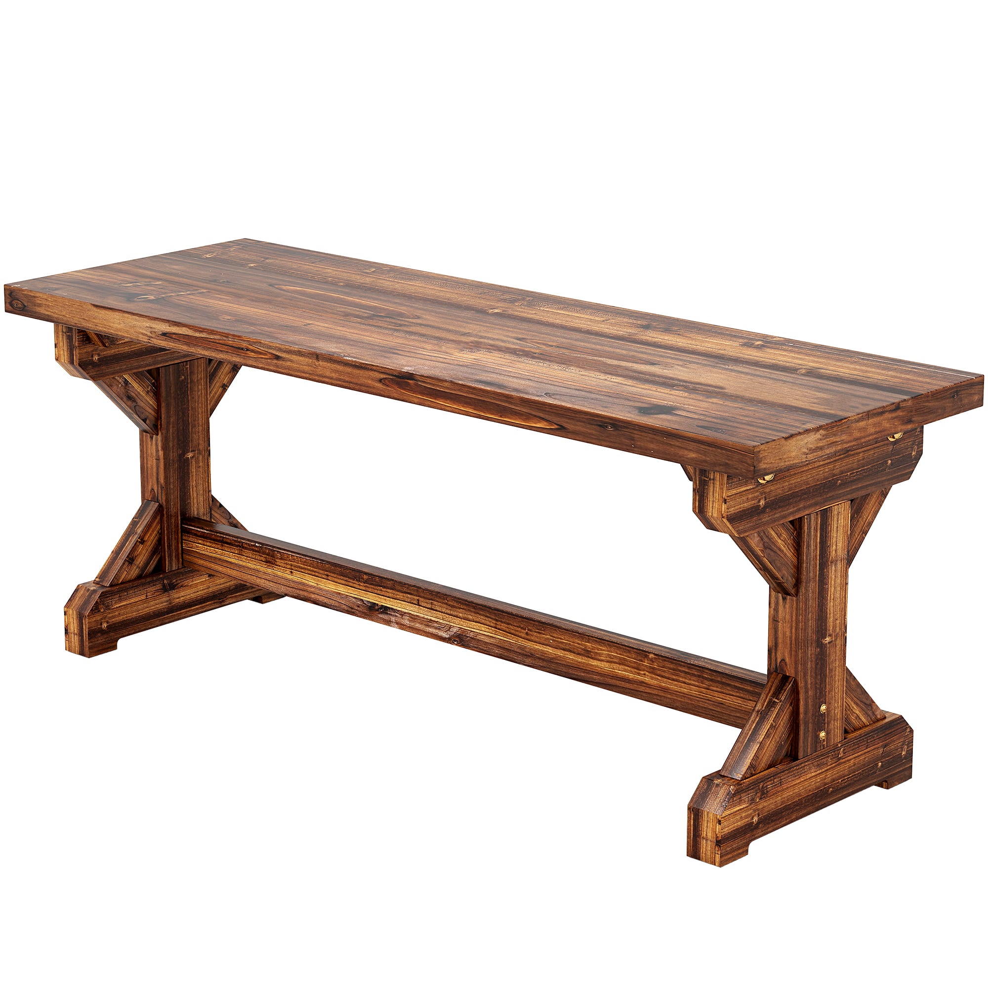 Outsunny - Outdoor Wooden Bench, Backless Garden Bench Patio Loveseat with X-Shape Base for Porch - Carbonized