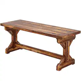 Outsunny - Outdoor Wooden Bench, Backless Garden Bench Patio Loveseat with X-Shape Base for Porch - Carbonized