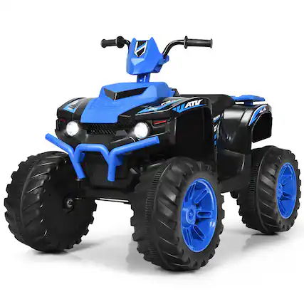 Front. Gymax - Gymax 12V Electric Kids Ride On Car ATV 4-Wheeler Quad w/ Music LED Light Navy - Navy.