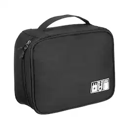 Unique Bargains - Travel Cable Organizer, Portable Case for Lens, Charger, Cord, Earphone - Black