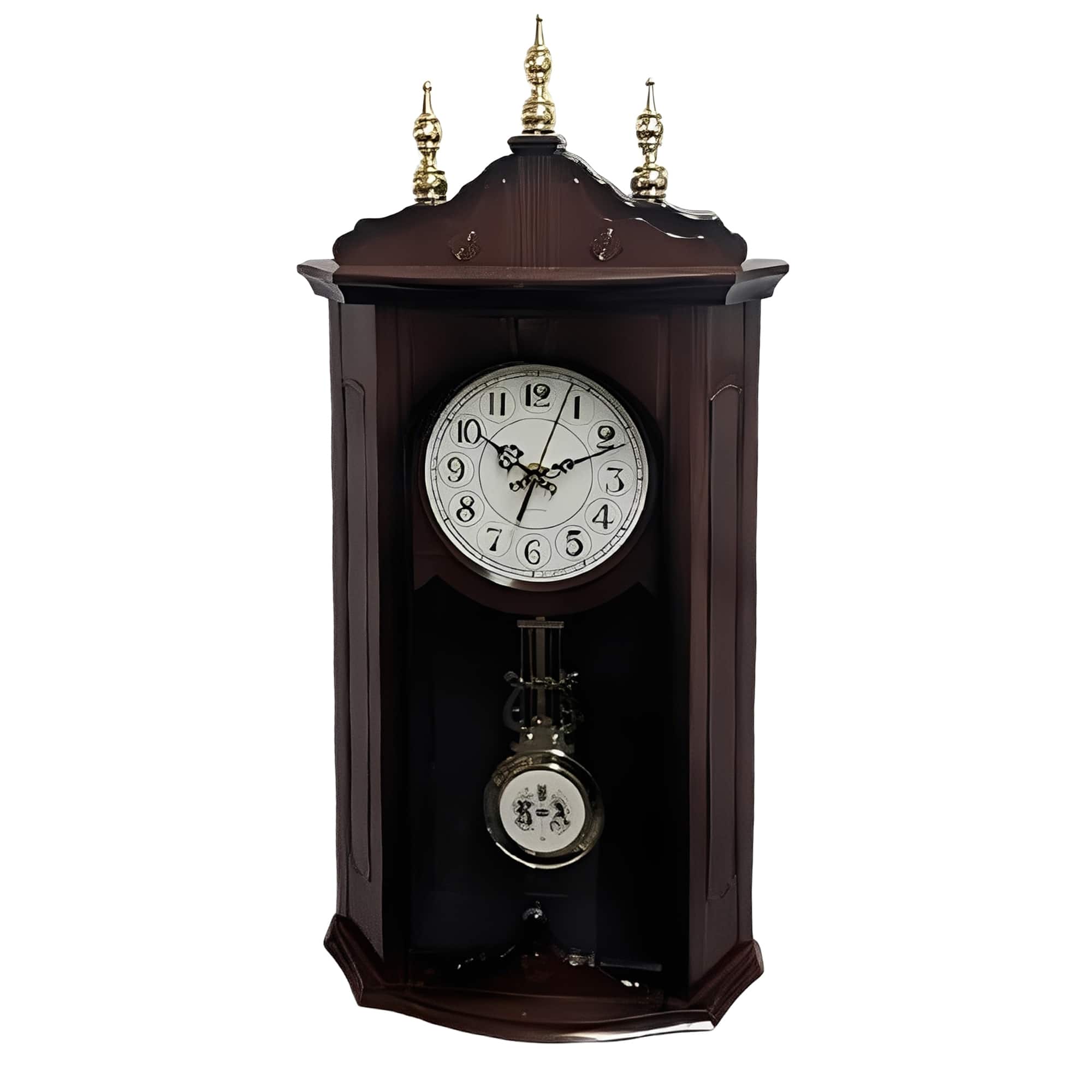 FC Design - 26"H Dark Brown Traditional Angular Pendulum Wall Clock - Multicolor