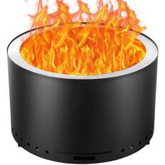 Front. VEVOR - Smokeless Fire Pit Stove Bonfire, H: 18 in x Dia: 28 in ,Wood Burning Fireplaces with Removable Ash Pan - Black.