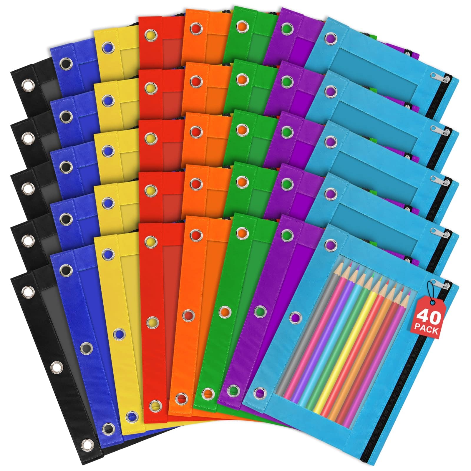 Dapper Styles - Pencil Pouch For 3 Ring Binder Students With Zipper Bags Classroom Bulk Case Box - Default