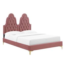 Modway - Alexandria Tufted Performance Velvet Twin Platform Bed - Red